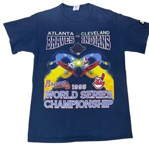 Vintage Starter Braves VS Cleveland Indians World Series MLB T-shirt 1995 med